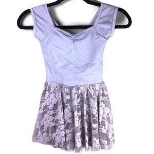 Balera Gray Lace Cap Sleeve Dance Dress Size IC